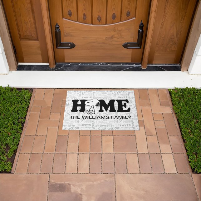 PEANUTS | Snoopy on Black White Comics Doormat (Outdoor)