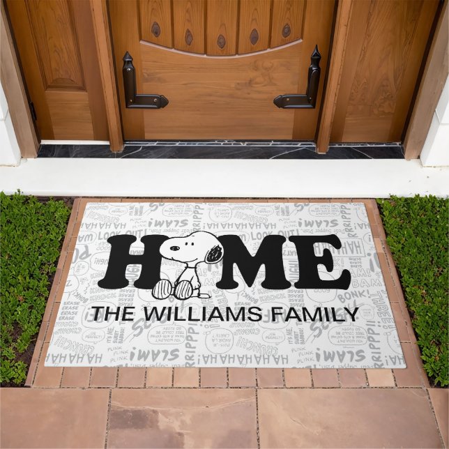PEANUTS | Snoopy on Black White Comics Doormat (Outdoor)