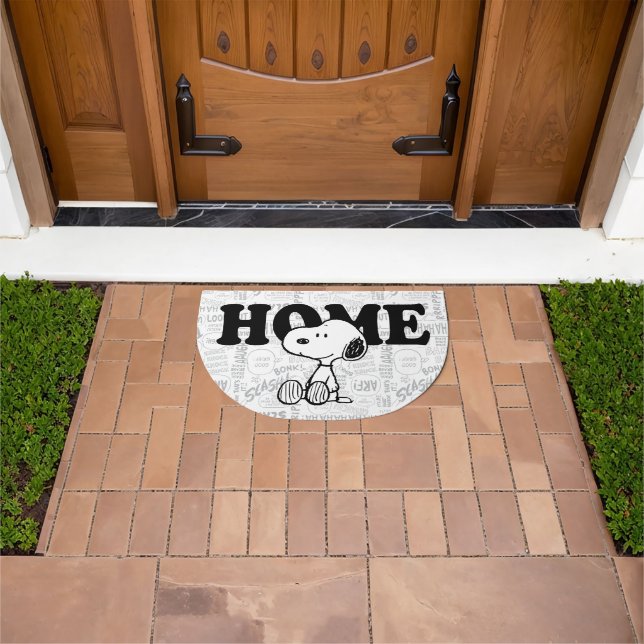 PEANUTS | Snoopy on Black White Comics Doormat (Outdoor)