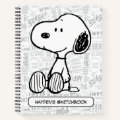 PEANUTS | Snoopy on Black White Comics Drawing Notebook | Zazzle