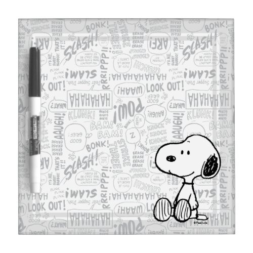 PEANUTS  Snoopy on Black White Comics Dry Erase Board