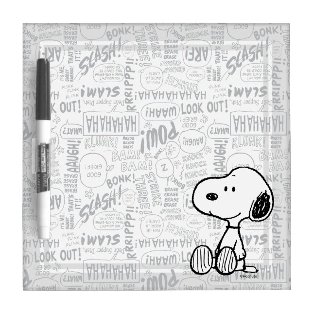 PEANUTS | Snoopy on Black White Comics Dry Erase Board (Front)