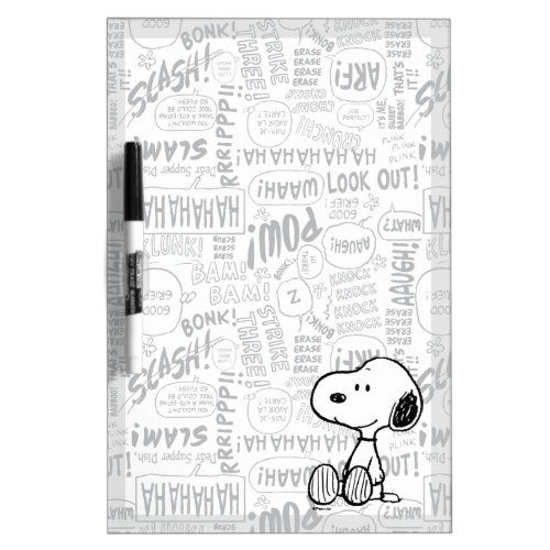 PEANUTS  Snoopy on Black White Comics Dry Erase Board