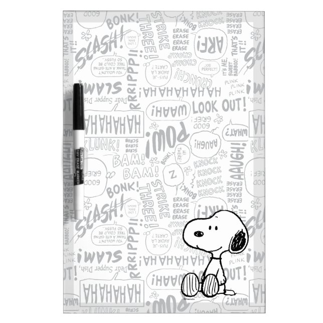 PEANUTS | Snoopy on Black White Comics Dry Erase Board (Front)