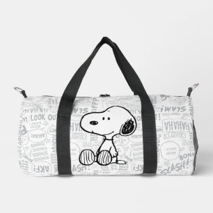 PEANUTS Snoopy on Black White Comics Duffle Bag