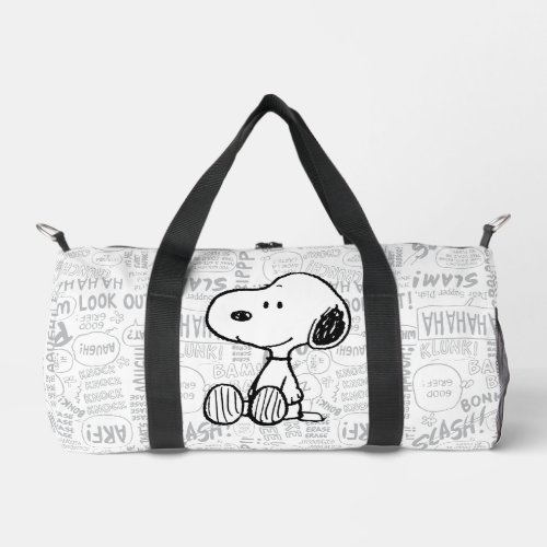 PEANUTS  Snoopy on Black White Comics Duffle Bag