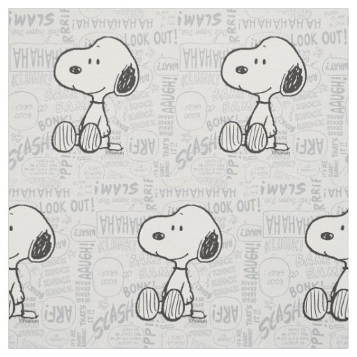 PEANUTS | Snoopy on Black White Comics Fabric