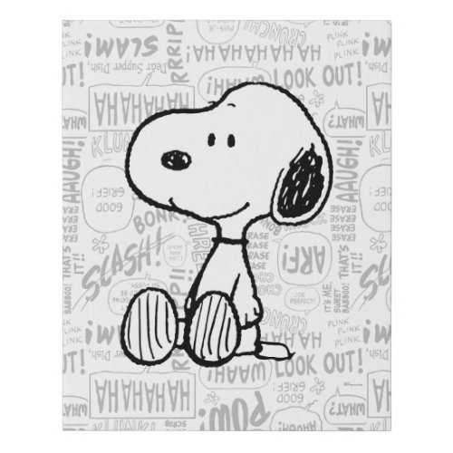 PEANUTS  Snoopy on Black White Comics Faux Canvas Print