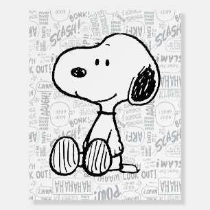 PEANUTS Snoopy on Black White Comics Foam Board
