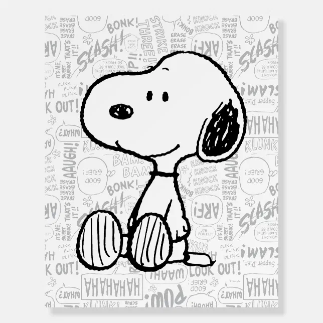 PEANUTS | Snoopy on Black White Comics Foam Board | Zazzle