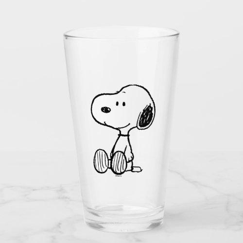 PEANUTS  Snoopy on Black White Comics Glass