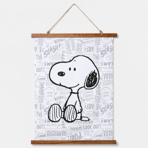 PEANUTS  Snoopy on Black White Comics Hanging Tapestry
