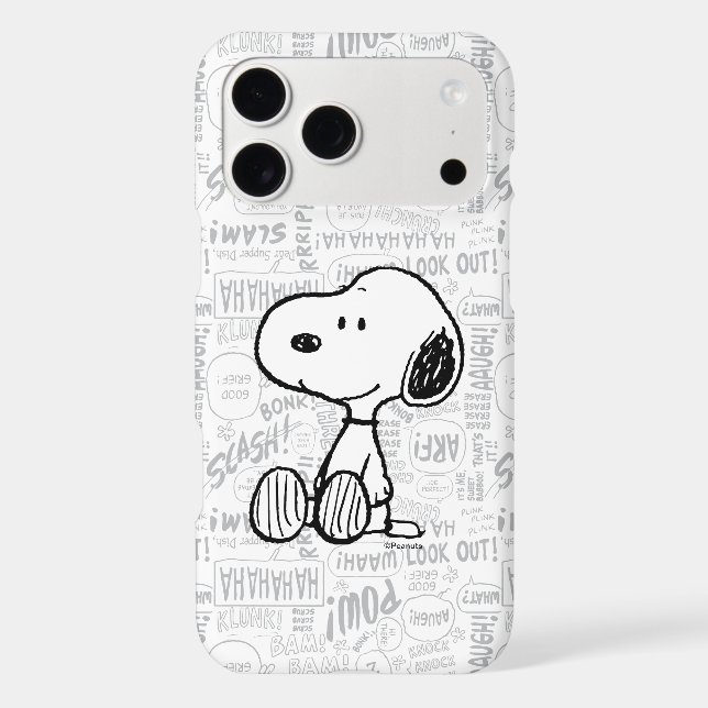 PEANUTS | Snoopy on Black White Comics Iphone Case (Back)