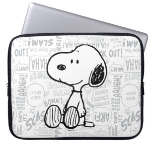 PEANUTS Snoopy on Black White Comics Laptop Sleeve
