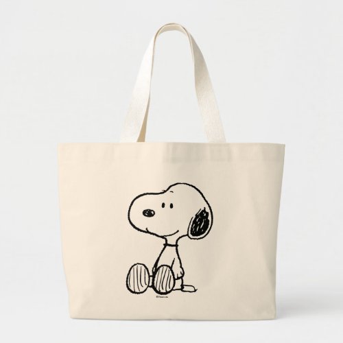 PEANUTS  Snoopy on Black White Comics Large Tote Bag
