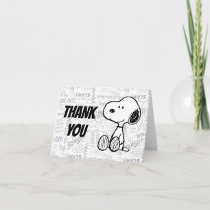 PEANUTS Snoopy on Black White Comics Letterpress Thank You Card