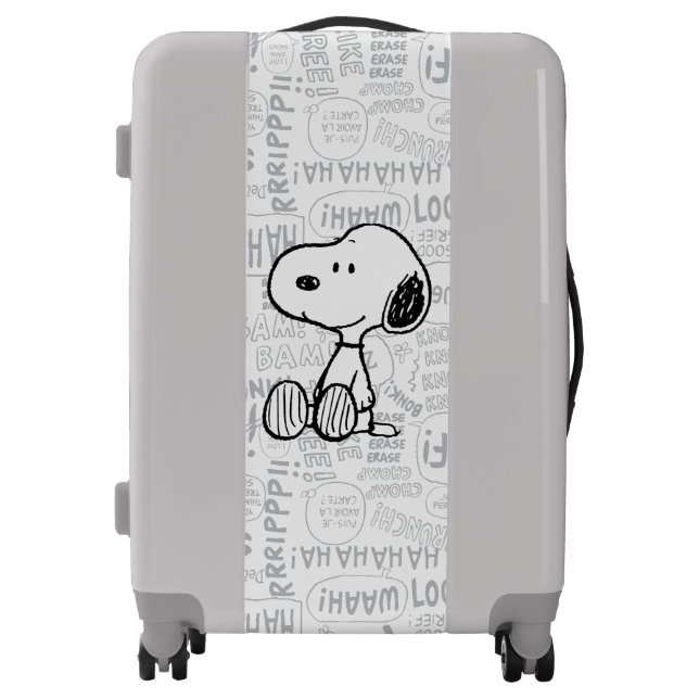 PEANUTS | Snoopy on Black White Comics Luggage (Front)