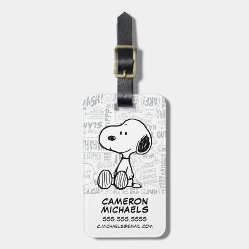 PEANUTS | Snoopy on Black White Comics Luggage Tag