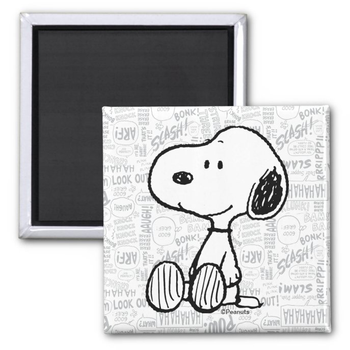 PEANUTS | Snoopy on Black White Comics Magnet