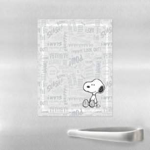 PEANUTS Snoopy on Black White Comics Magnetic Dry Erase Sheet