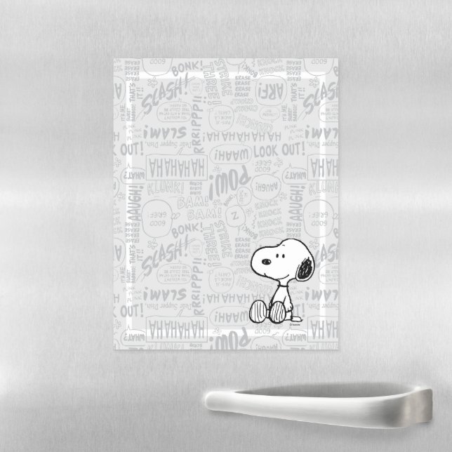 PEANUTS | Snoopy on Black White Comics Magnetic Dry Erase Sheet (In Situ)