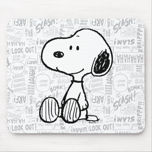 PEANUTS  Snoopy on Black White Comics Mouse Pad