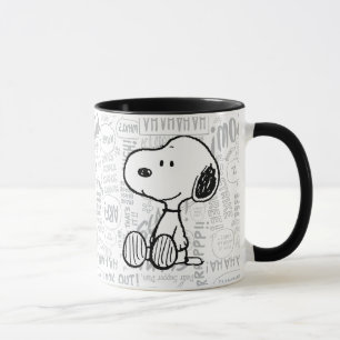 PEANUTS   Snoopy on Black White Comics Mug