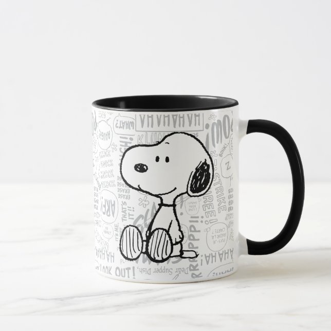 PEANUTS | Snoopy on Black White Comics Mug (Right)