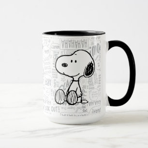 PEANUTS   Snoopy on Black White Comics Mug