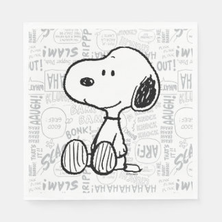 PEANUTS | Snoopy on Black White Comics Napkins