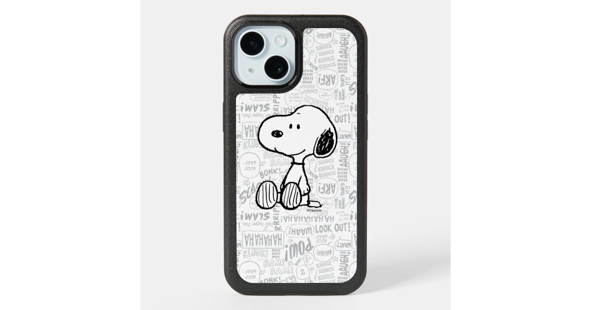 PEANUTS, Snoopy on Black White Comics Otterbox iPhone Case