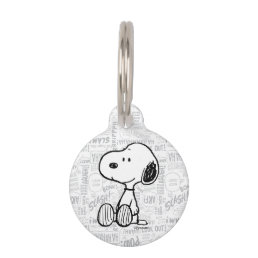PEANUTS | Snoopy on Black White Comics Pet ID Tag