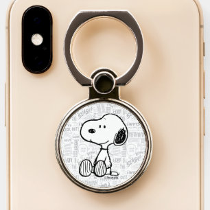 PEANUTS Snoopy on Black White Comics Phone Ring Stand