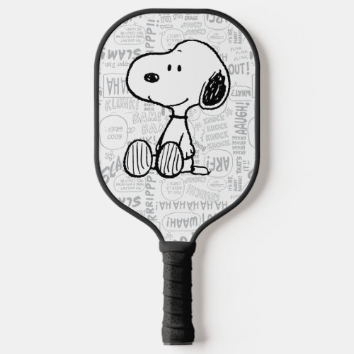 PEANUTS  Snoopy on Black White Comics Pickleball Paddle