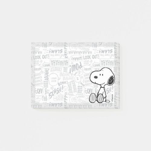 PEANUTS  Snoopy on Black White Comics Post_it Notes