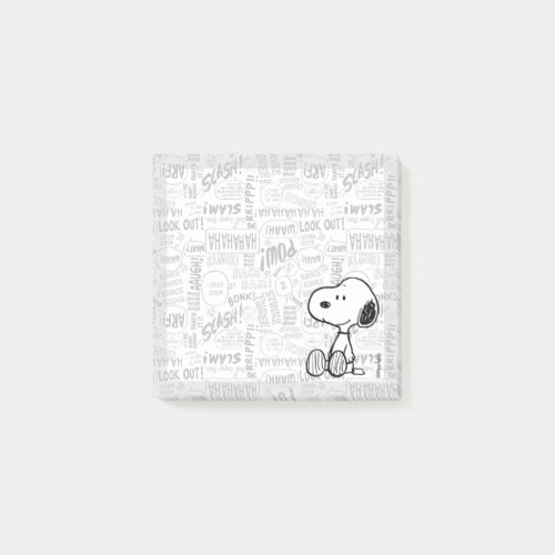 PEANUTS  Snoopy on Black White Comics Post_it Notes