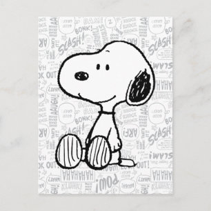PEANUTS Snoopy on Black White Comics Postcard