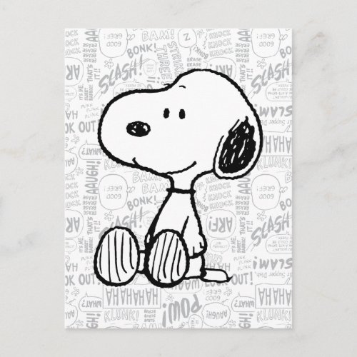 PEANUTS  Snoopy on Black White Comics Postcard