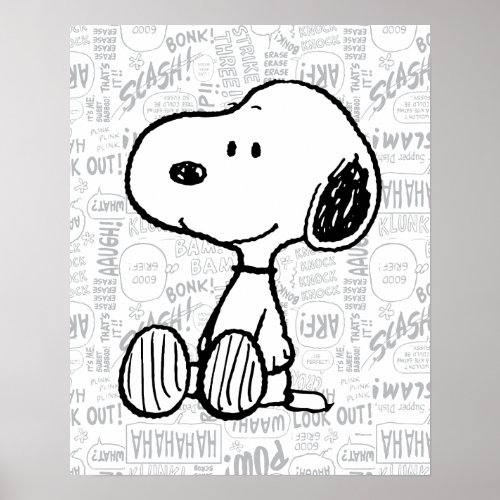 PEANUTS  Snoopy on Black White Comics Poster