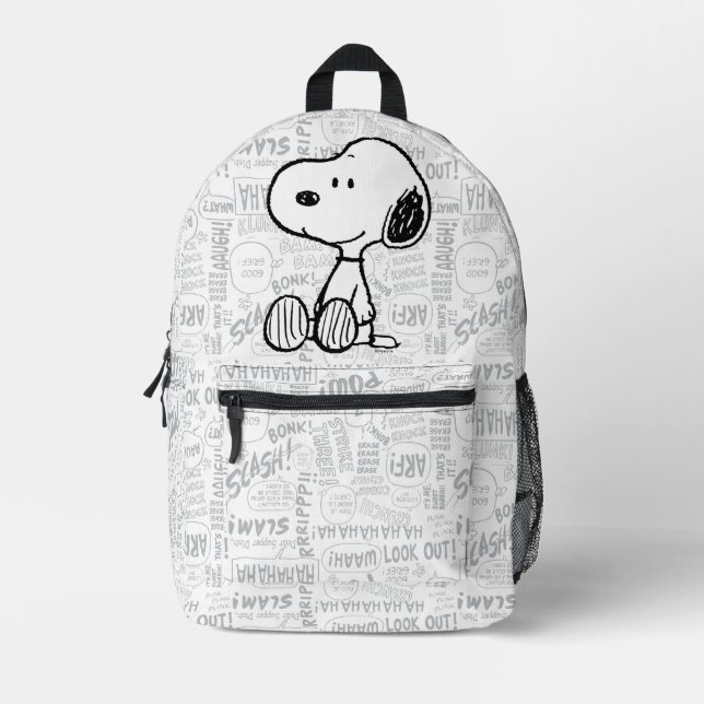 PEANUTS | Snoopy on Black White Comics Printed Backpack | Zazzle display picture 1