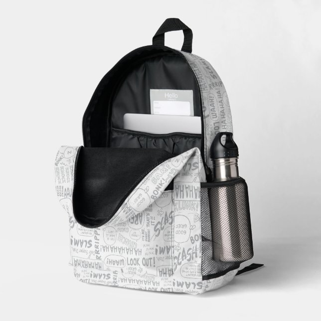 PEANUTS | Snoopy on Black White Comics Printed Backpack | Zazzle display picture 1