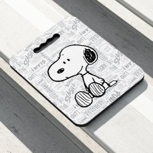 PEANUTS   Snoopy on Black White Comics Seat Cushion