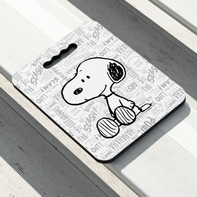 PEANUTS | Snoopy on Black White Comics Seat Cushion (In Situ)