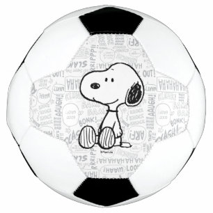 PEANUTS   Snoopy on Black White Comics Soccer Ball