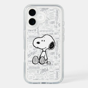 PEANUTS Snoopy on Black White Comics iPhone 16 Case