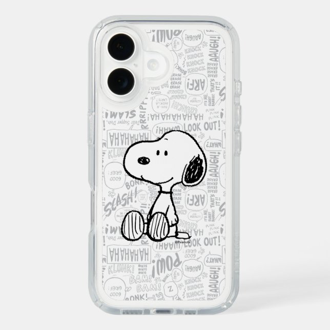 PEANUTS | Snoopy on Black White Comics Speck iPhone Case (Front)