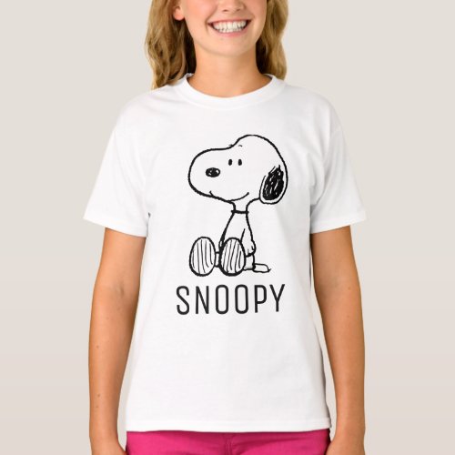 PEANUTS  Snoopy on Black White Comics T_Shirt