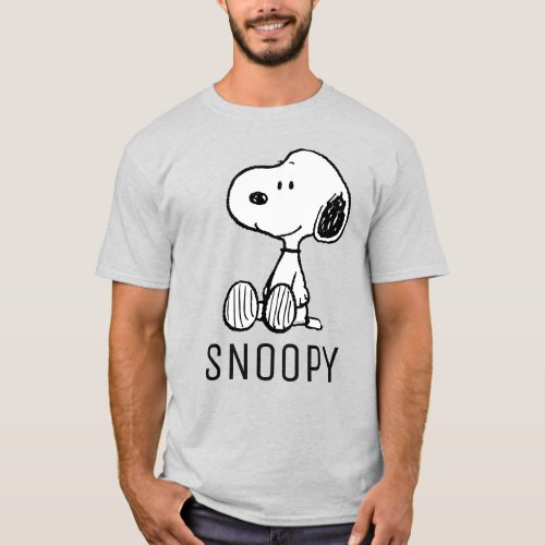 PEANUTS  Snoopy on Black White Comics T_Shirt