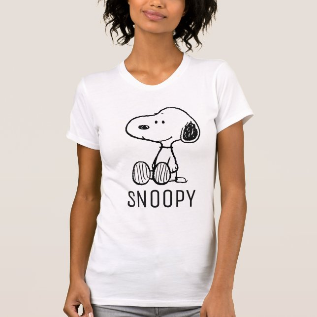 PEANUTS | Snoopy on Black White Comics T-Shirt (Front)