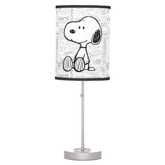 PEANUTS | Snoopy on Black White Comics Table Lamp (Front)